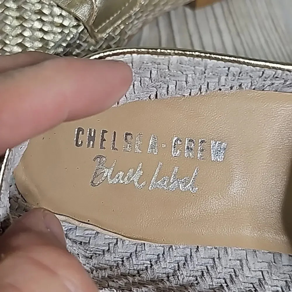 Chelsea Crew Black Label Sia Gold Leather Loafers Women's Size40 US 9-9.5 NEW